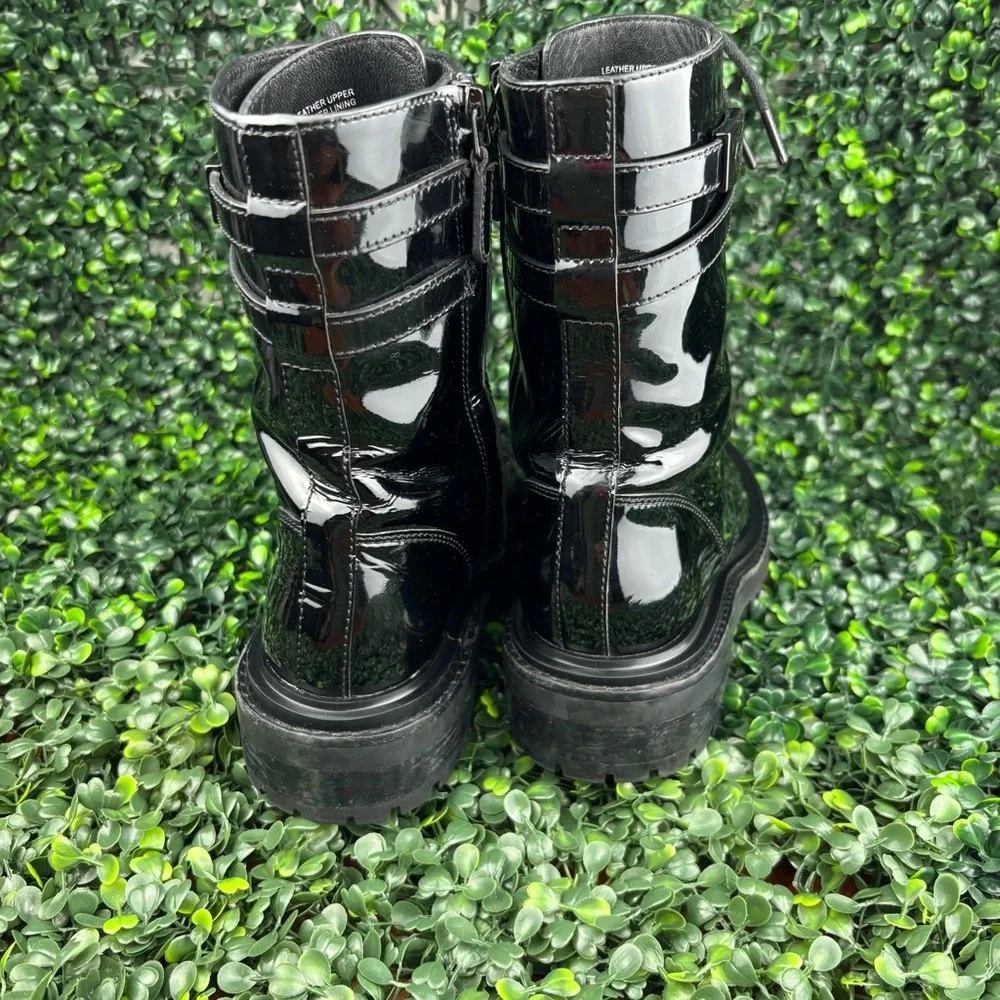 TORY BURCH PATENT LEATHER COMBAT BOOTS SIZE 7 WOMAN